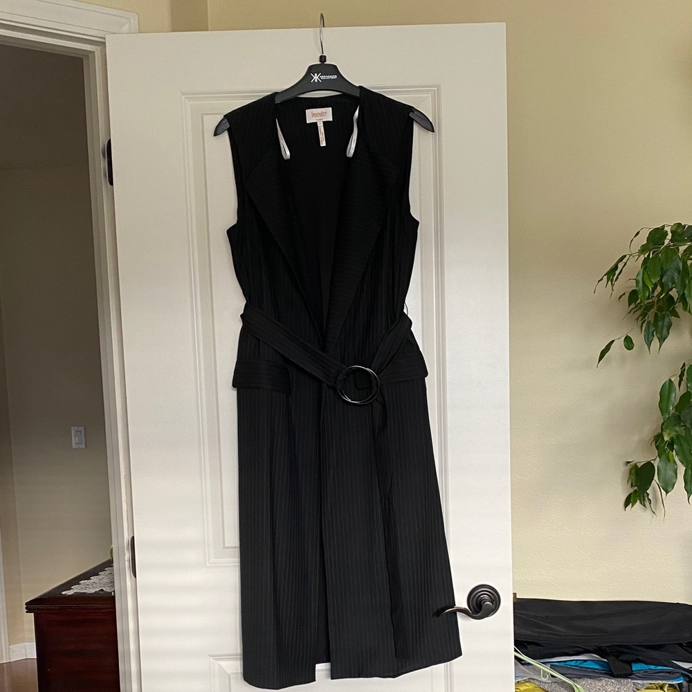 Laundry By Shelli Segal Black Pinstripe Midi vest